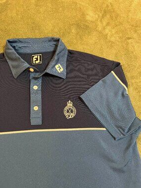 FootJoy Royal Portrush Golf Club Polo Shirt Men’s XL Athletic Fit Navy Blue M ma